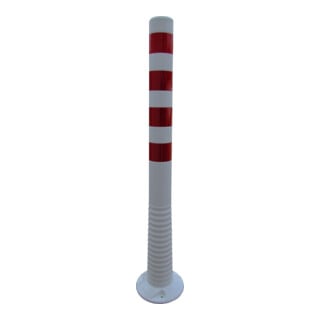 Borne de blocage en polyuréthane blanc/rouge Diam. 80 mm avec plaque de fixation H. 1000 mm