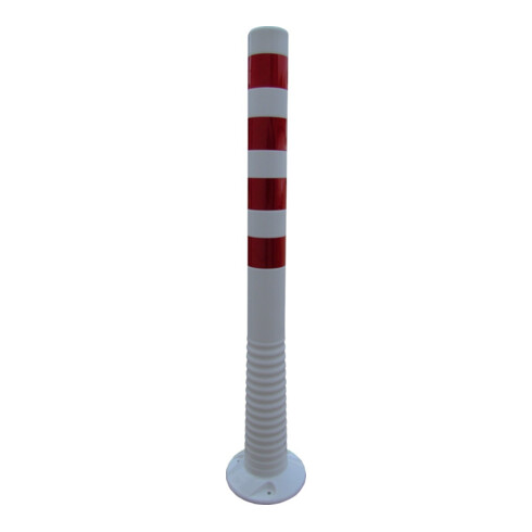 Borne de blocage en polyuréthane blanc/rouge Diam. 80 mm avec plaque de fixation H. 1000 mm