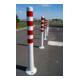 Borne de blocage en polyuréthane blanc/rouge Diam. 80 mm avec plaque de fixation H. 1000 mm