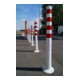 Borne de blocage en polyuréthane blanc/rouge Diam. 80 mm avec plaque de fixation H. 1000 mm