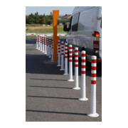 Borne de blocage en polyuréthane blanc/rouge Diam. 80 mm avec plaque de fixation H. 1000 mm-4
