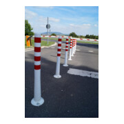 Borne de blocage en polyuréthane blanc/rouge Diam. 80 mm avec plaque de fixation H. 1000 mm-4