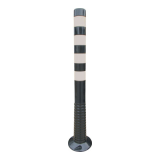 Borne de blocage en polyuréthane noir/jaune Ø 80 mm avec matériel de fixation H1000 mm