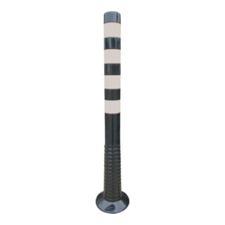 Borne de blocage en polyuréthane noir/jaune Ø 80 mm avec matériel de fixation H1000 mm