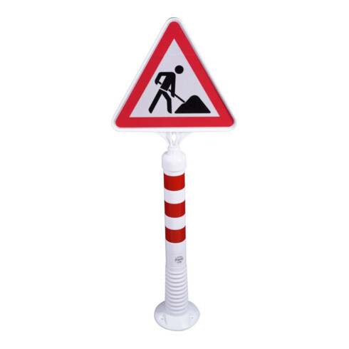 Borne de blocage polyuréthane blanc/rouge Ø 80 mm à visser avec matériel de fixation H750 mm