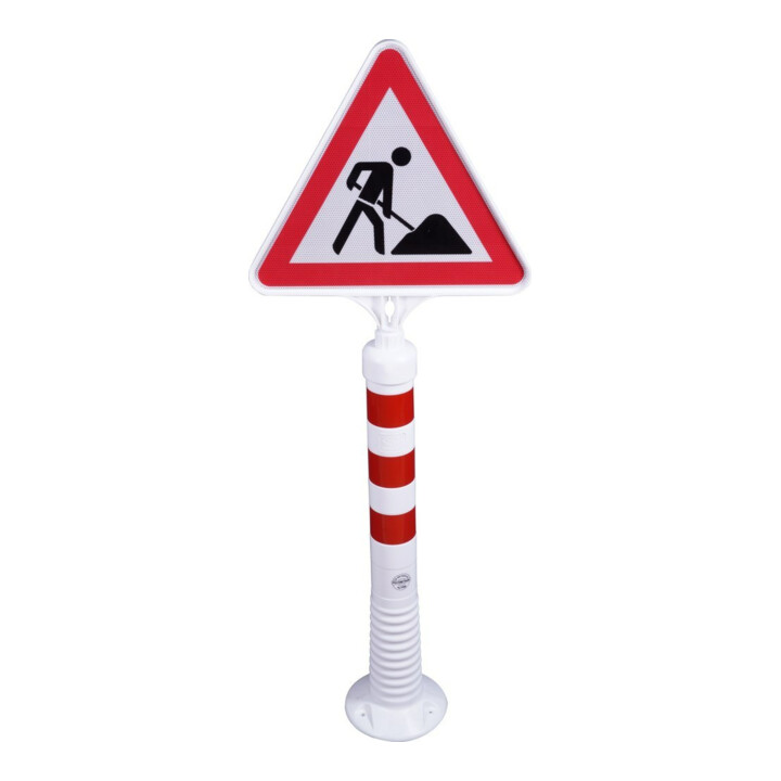 Borne de blocage polyuréthane blanc/rouge Ø 80 mm à visser avec matériel de fixation H750 mm