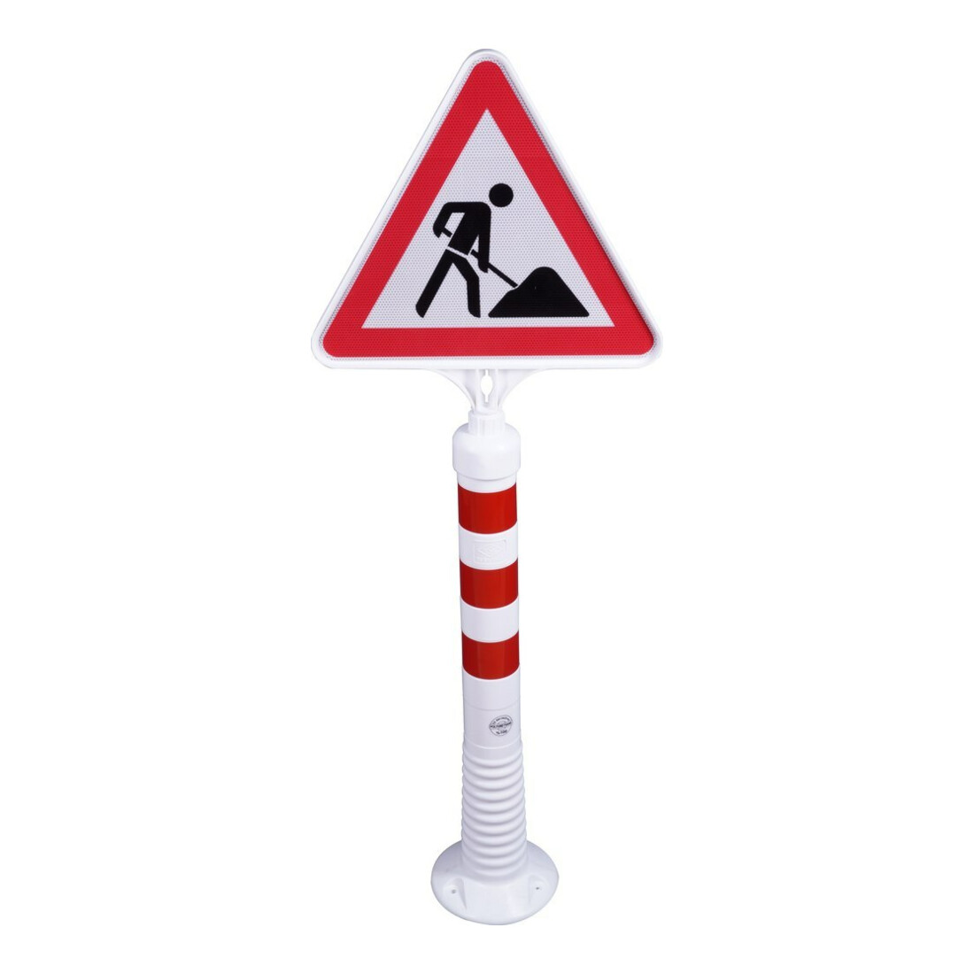 Borne de blocage polyuréthane blanc/rouge Ø 80 mm à visser avec matériel de fixation H750 mm
