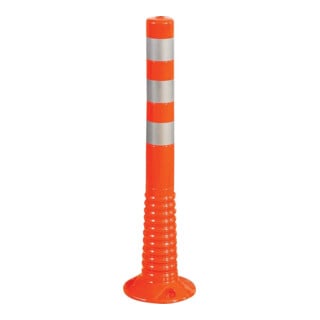 Borne de blocage Polyuréthane orange/blanc Ø 80 mm avec plaque de fixation H 1000 mm