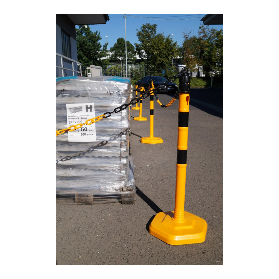 Borne de blocage PP jaune/noir Ø 63 mm avec œillet pour installation