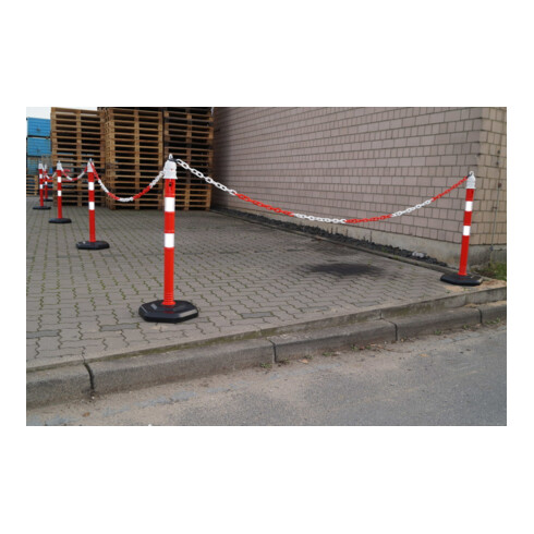 Borne de blocage PP rouge/blanc Ø 63 mm à poser avec œillet