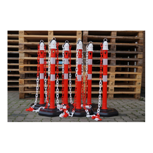 Borne de blocage PP rouge/blanc Ø 63 mm à poser avec œillet