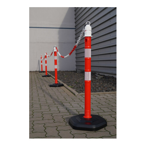 Borne de blocage PP rouge/blanc Ø 63 mm à poser avec œillet