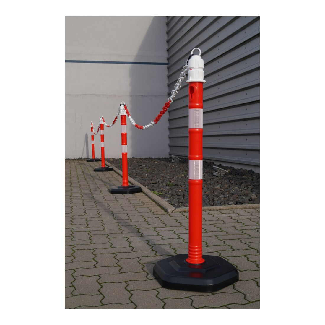 Borne de blocage PP rouge/blanc Ø 63 mm à poser avec œillet