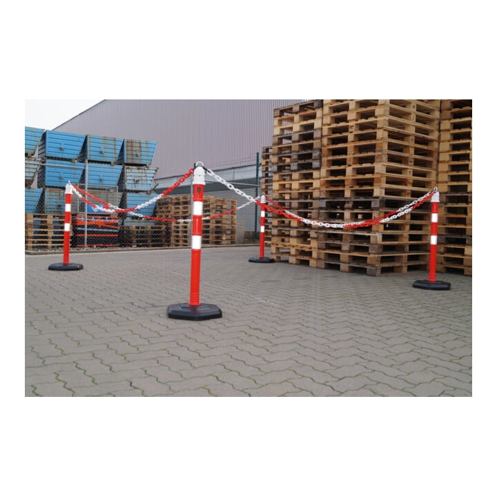 Borne de blocage PP rouge/blanc Ø 63 mm à poser avec œillet