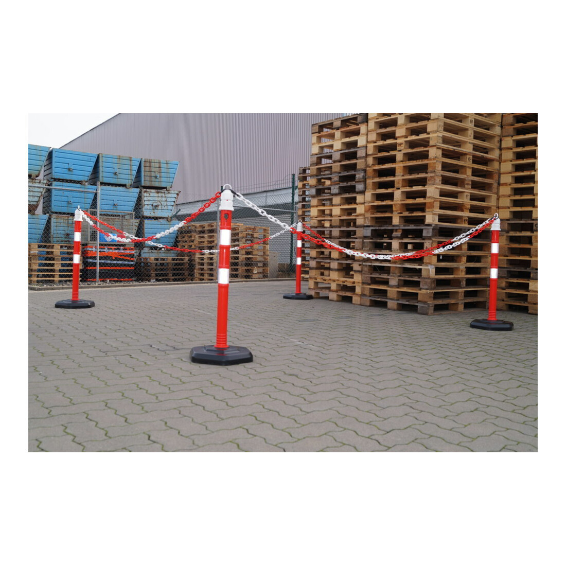 Borne de blocage PP rouge/blanc Ø 63 mm à poser avec œillet