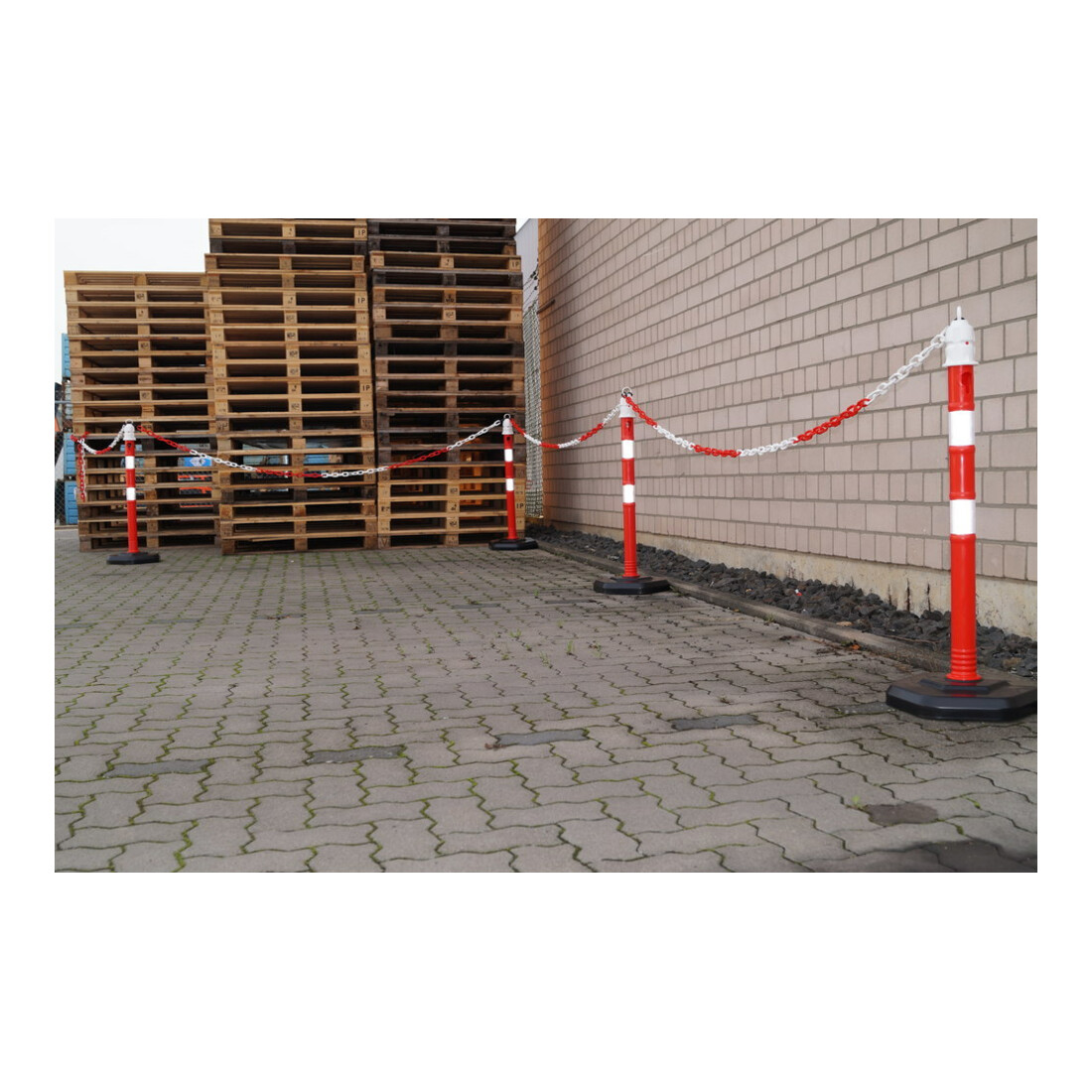 Borne de blocage PP rouge/blanc Ø 63 mm à poser avec œillet