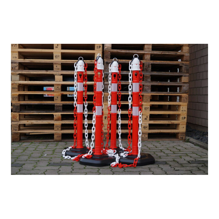 Borne de blocage PP rouge/blanc Ø 63 mm à poser avec œillet