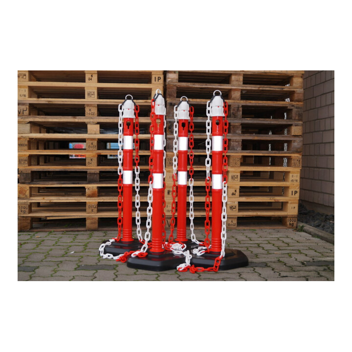 Borne de blocage PP rouge/blanc Ø 63 mm à poser avec œillet