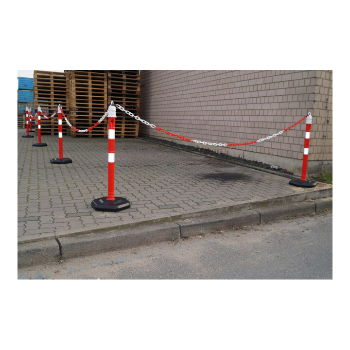 Borne de blocage PP rouge/blanc Ø 63 mm à poser avec œillet