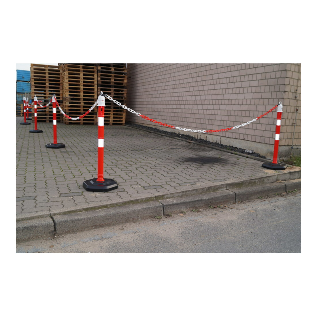 Borne de blocage PP rouge/blanc Ø 63 mm à poser avec œillet