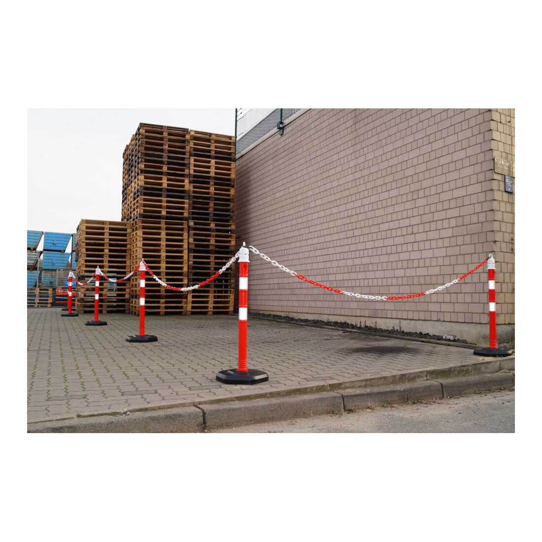 Borne de blocage PP rouge/blanc Ø 63 mm à poser avec œillet
