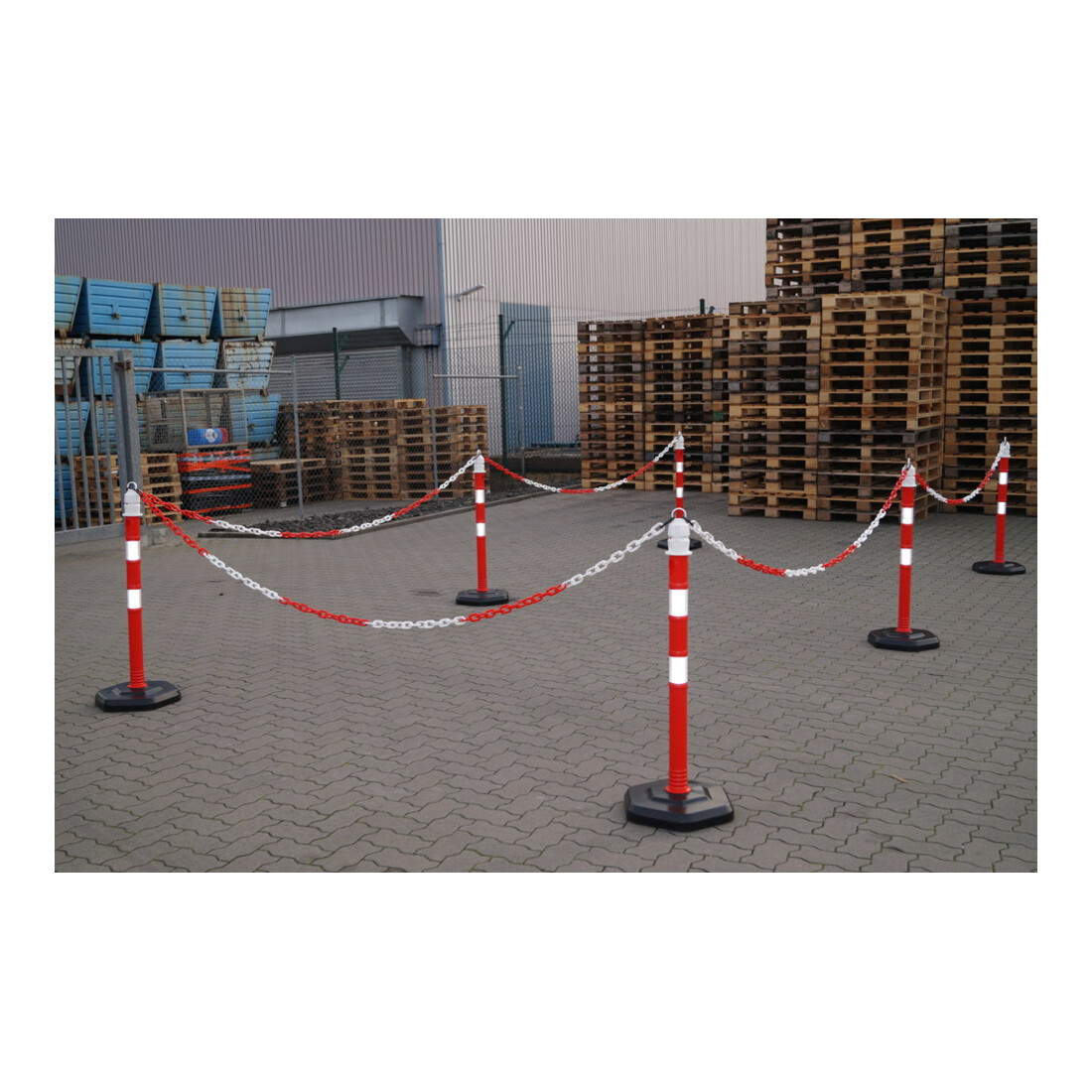 Borne de blocage PP rouge/blanc Ø 63 mm à poser avec œillet