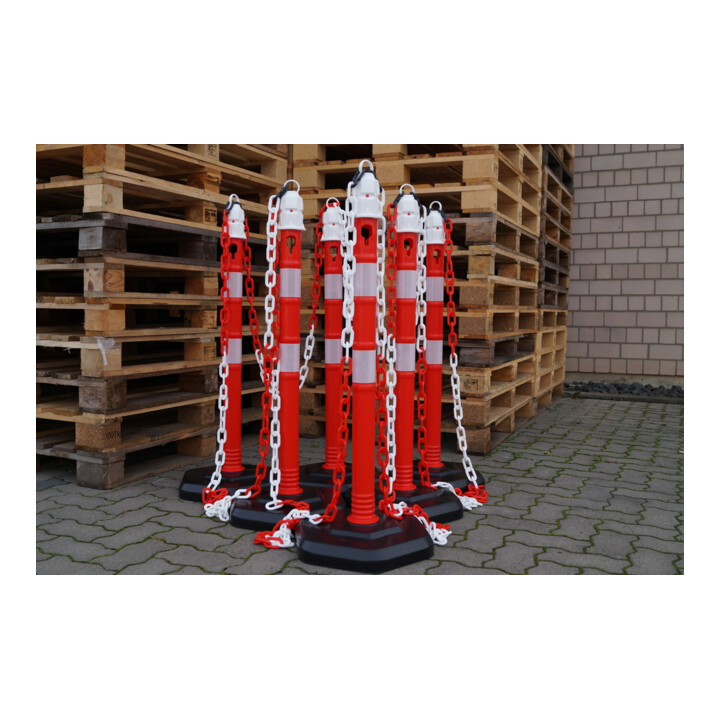 Borne de blocage PP rouge/blanc Ø 63 mm à poser avec œillet