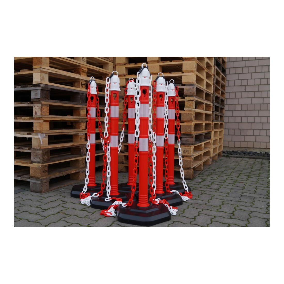 Borne de blocage PP rouge/blanc Ø 63 mm à poser avec œillet