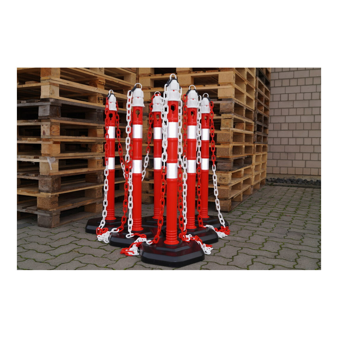 Borne de blocage PP rouge/blanc Ø 63 mm à poser avec œillet