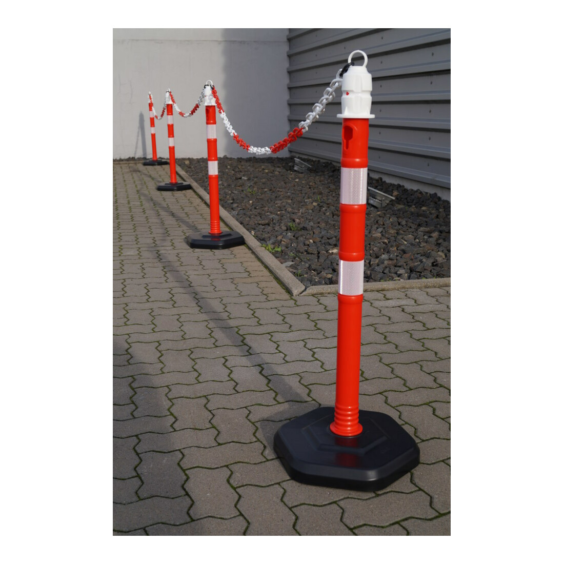 Borne de blocage PP rouge/blanc Ø 63 mm à poser avec œillet