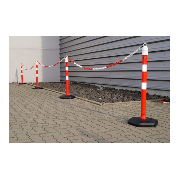Borne de blocage PP rouge/blanc Ø 63 mm à poser avec œillet