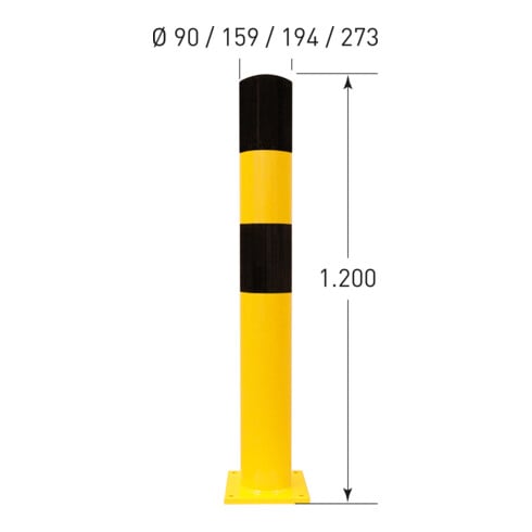 Borne Moravia XXL acier noir/jaune 273 x 1200 mm pour chevillage