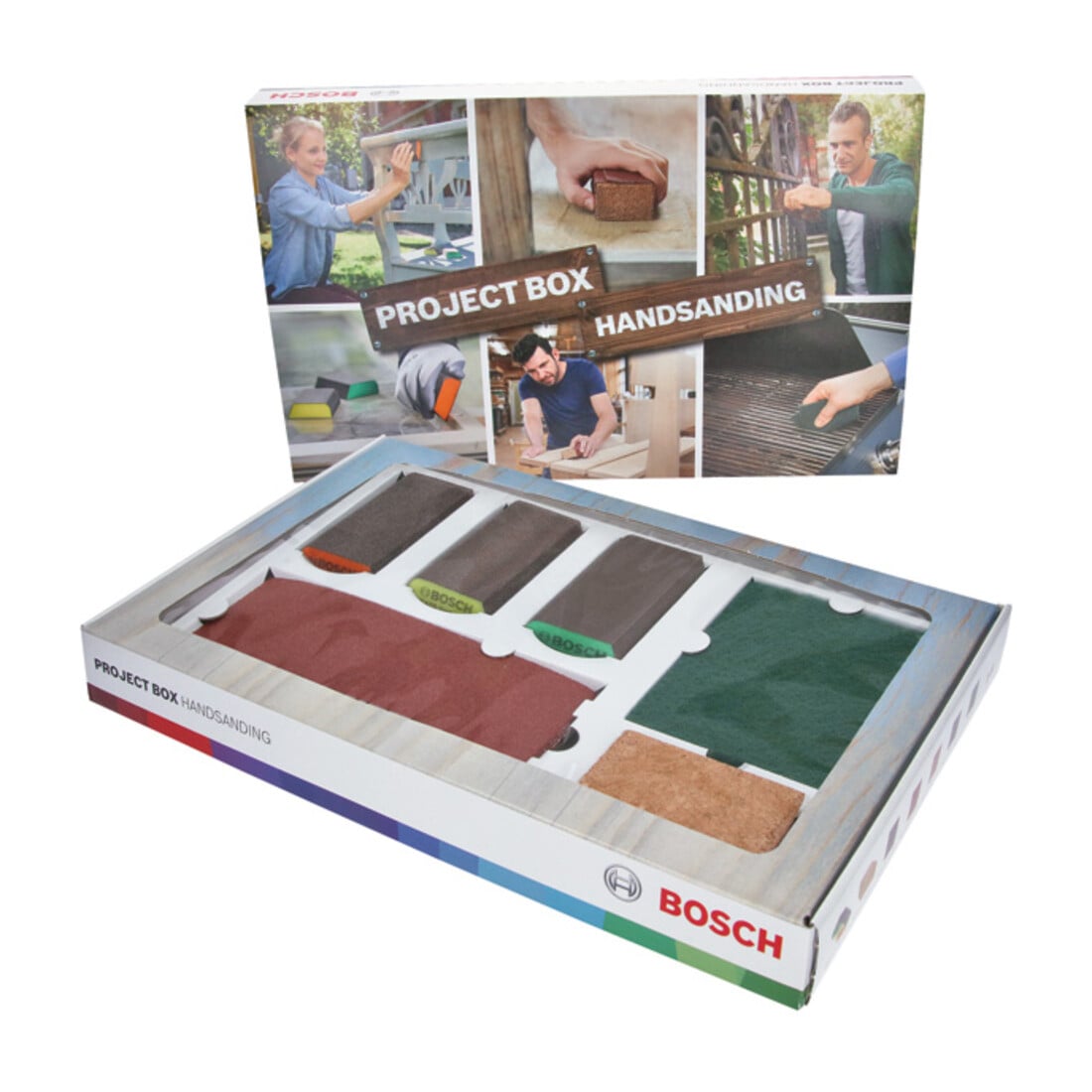 Bosch 15-delige projectbox, handschuren, 3 x K60, 3 x K120, 3 x K240