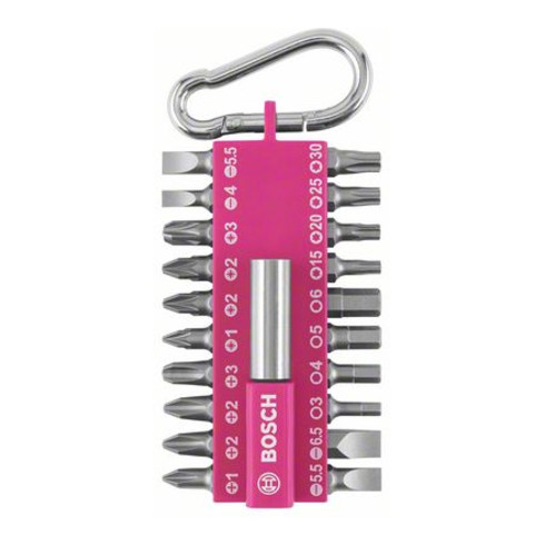 Bosch 21-delige schroevendraaierbitset met karabijnhaak, roze