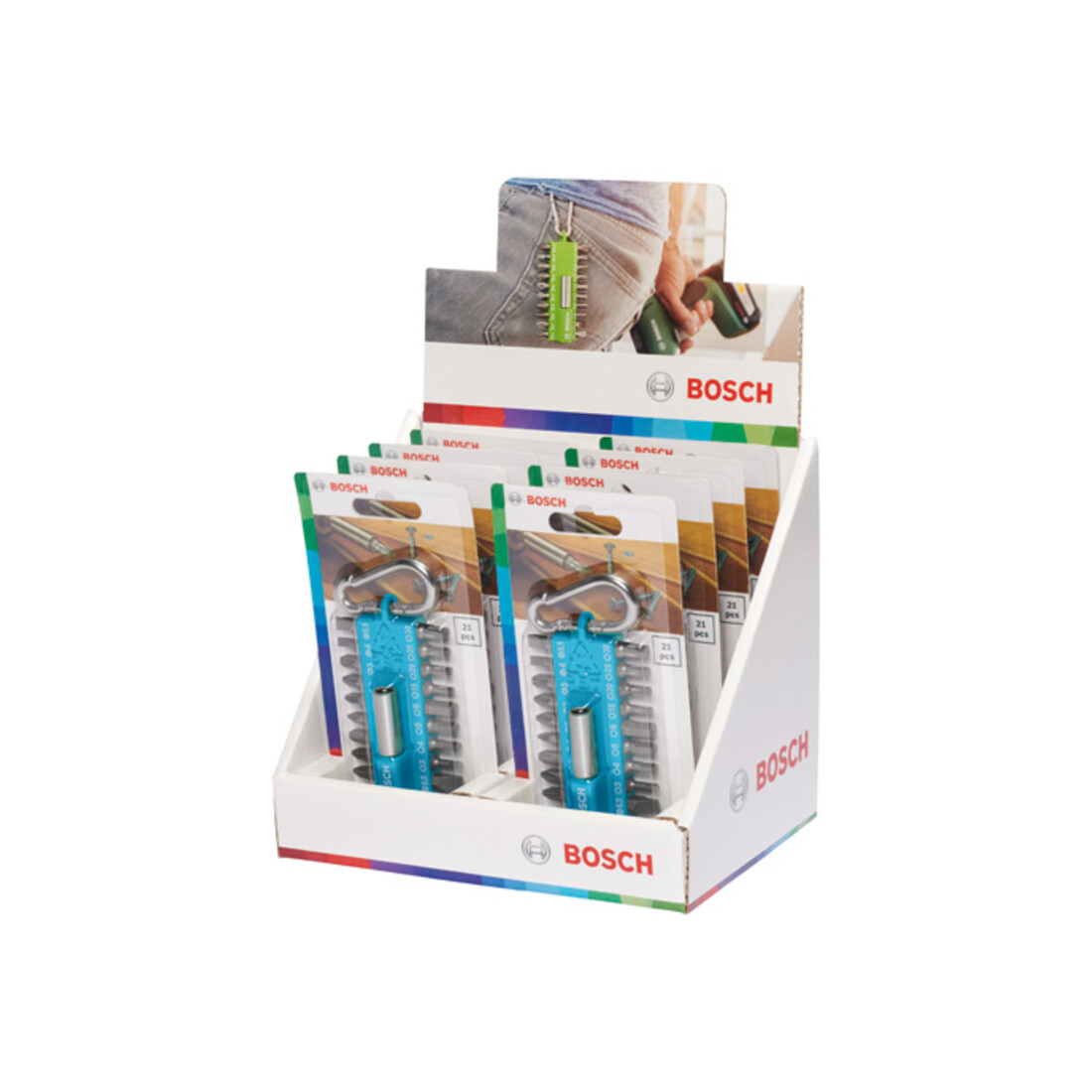 Bosch 21-teiliges Schrauberbit-Set mit Snap-hook (hellblau) Ausstellerversion
