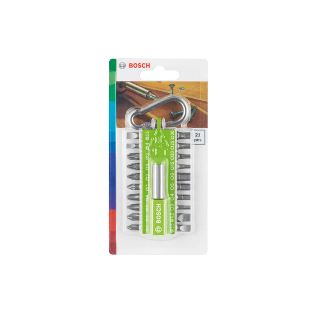 Bosch 21-teiliges Schrauberbit-Set mit Snap-hook, Hellgrün