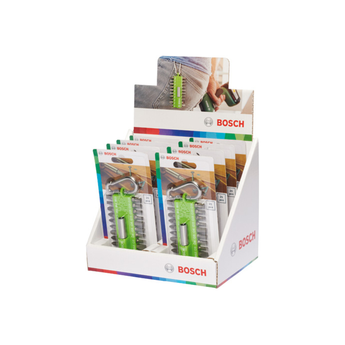 Bosch 21-teiliges Schrauberbit-Set mit Snap-hook (hellgrün) Ausstellerversion