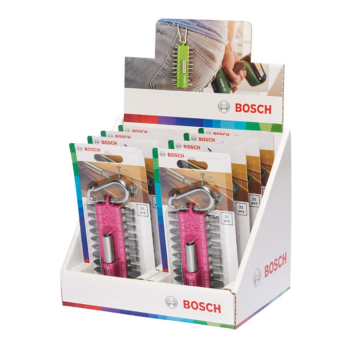 Bosch 21-teiliges Schrauberbit-Set mit Snap-hook (pink) Ausstellerversion