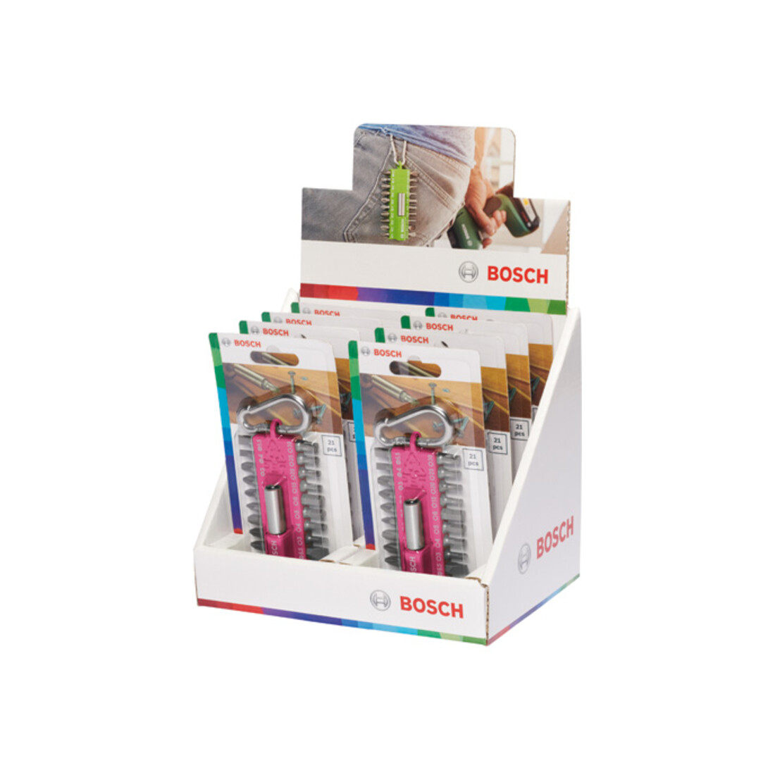 Bosch 21-teiliges Schrauberbit-Set mit Snap-hook (pink) Ausstellerversion
