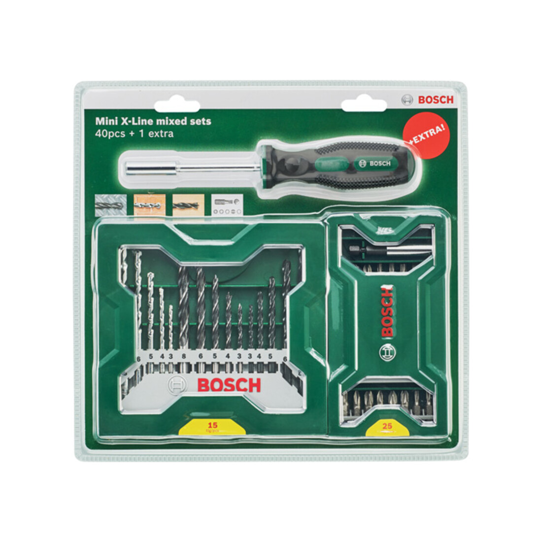 Bosch 25+15+1 Mini-X-Line set plus handgreep