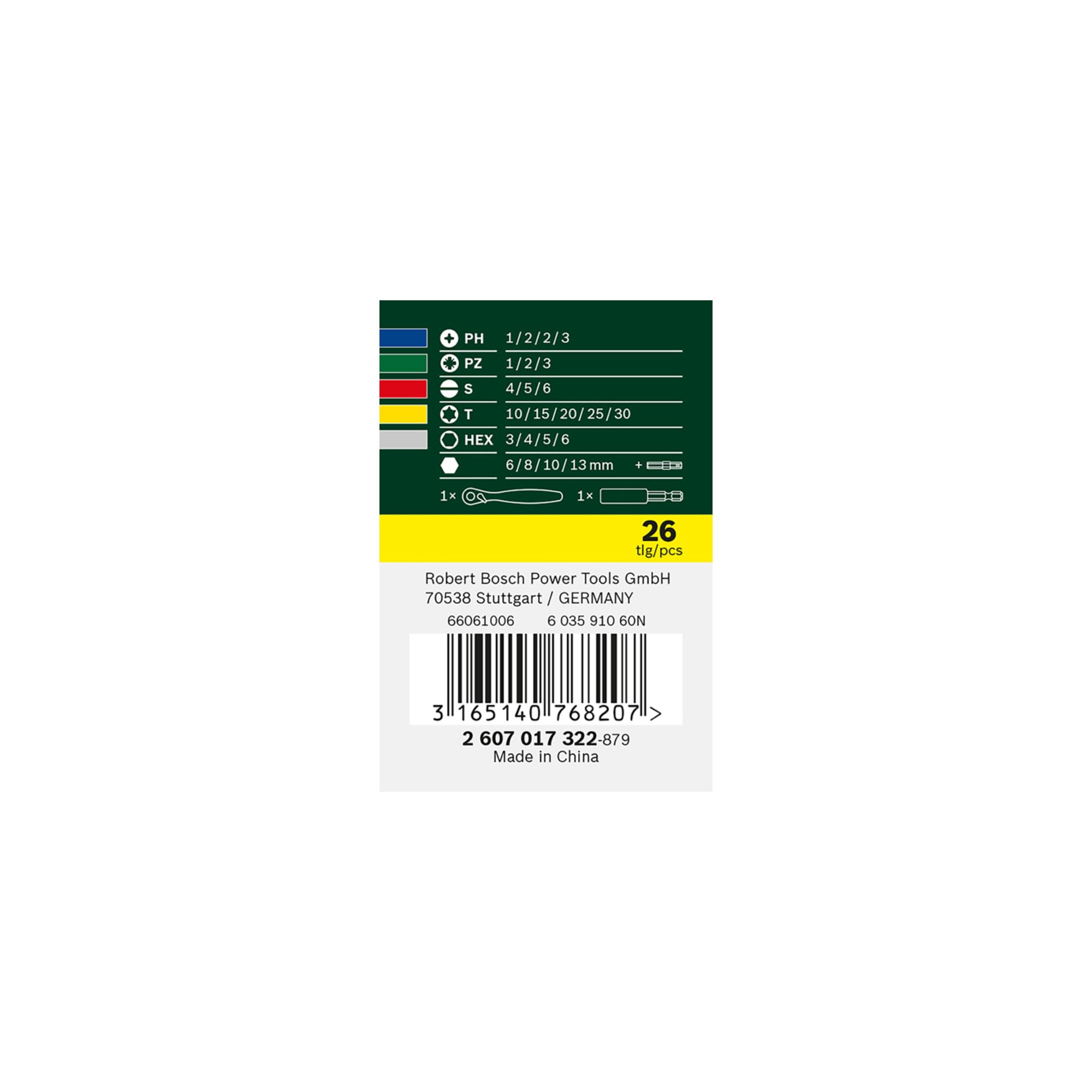 Bosch 26-teiliges Schrauberbit- und Ratschen-Set 2607017322