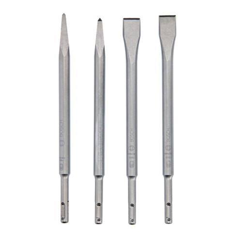 Bosch 4-teiliges Meißelset mit SDS plus Aufnahme, 2x Spitzmeißel + 2x Flachmeißel