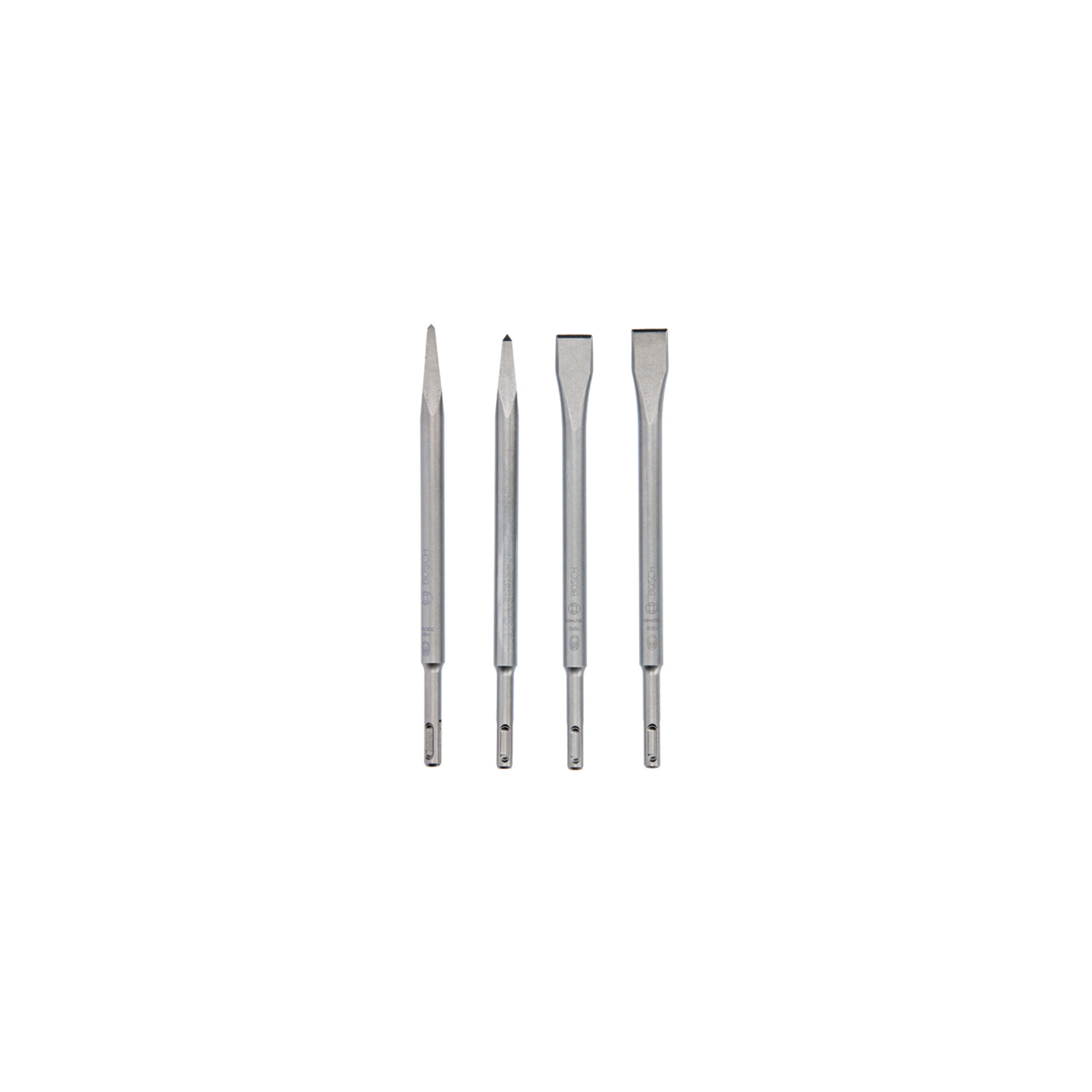 Bosch Professional 4-teiliges Meißelset mit SDS plus Aufnahme, 2x Spitzmeißel + 2x Flachmeißel | für Bohrhammer GBH 2-26 F oder GBH 2-28 F | mit SDS