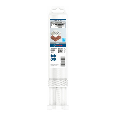 Bosch 4-teiliges Meißelset mit SDS plus Aufnahme, 2x Spitzmeißel + 2x Flachmeißel