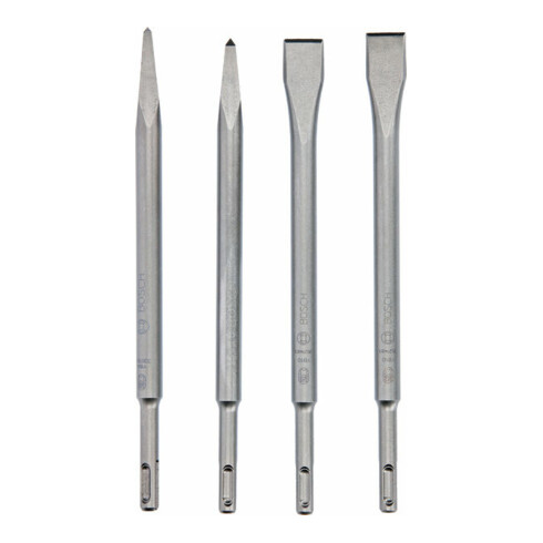 Bosch 4-teiliges Meißelset mit SDS plus Aufnahme, 2x Spitzmeißel + 2x Flachmeißel