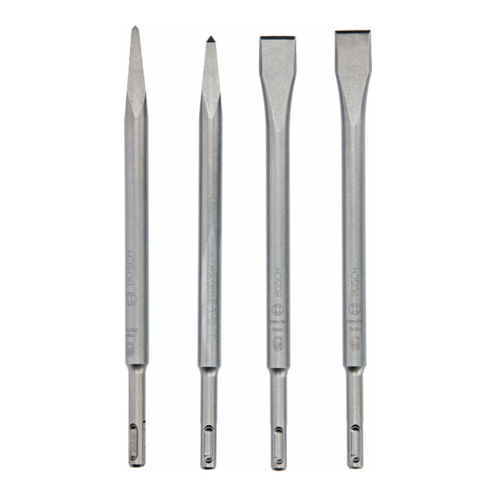 Bosch 4-teiliges Meißelset mit SDS plus Aufnahme, 2x Spitzmeißel + 2x Flachmeißel