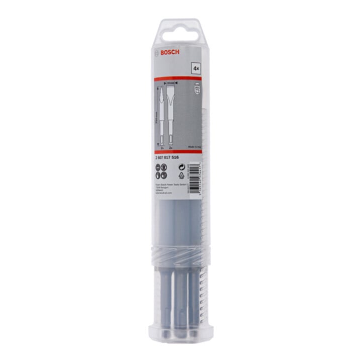 Bosch 4-teiliges Meißelset mit SDS plus Aufnahme, 2x Spitzmeißel + 2x Flachmeißel