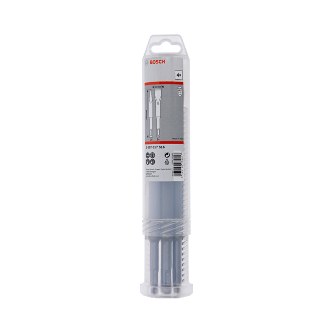 Bosch 4-teiliges Meißelset mit SDS plus Aufnahme, 2x Spitzmeißel + 2x Flachmeißel