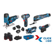 Bosch 5er Werkzeug-Set 12V: GSR + GOP + GHO + GWS + GST + 3x GBA + GAL + XL-BOXX