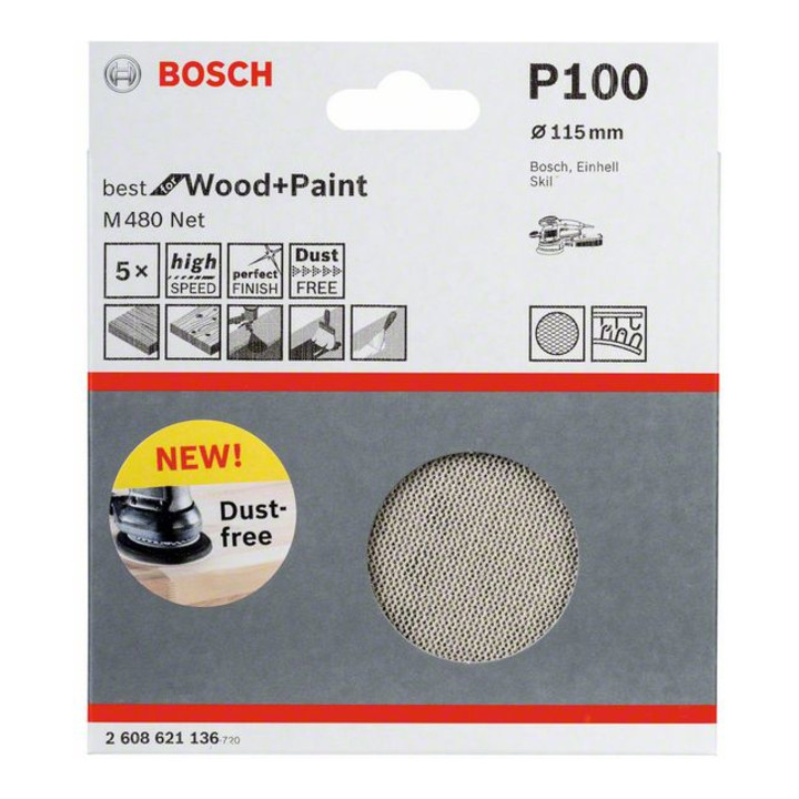 Bosch Abrasive Sheet M480 Net Best for Wood and Paint 115 mm 100